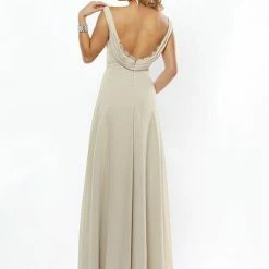 In Stock CLEARANCE Envious Couture 137 Size 0 White V Neckline With Eyelash Lace Trim Flowy Chiffon Bridal Dress