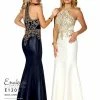 In Stock Mermaid Dresses Envious Couture E1201 Ivory Size 8 Mermaid High Neck Prom Dress Formal Gown