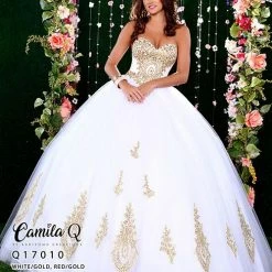 Ballgown Dresses Camila Q 17010 Quinceanera Dress Ballgown Tulle Applique Strapless Sweetheart Gown