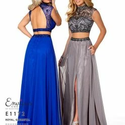 In Stock Envious Couture E1172 Royal Size 8 Two Piece Prom Dress Backless Maxi Slit Backless Dresses