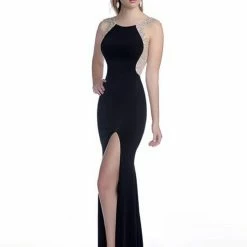In Stock CLEARANCE Envious Couture 16257 Size 0 Black Embellished Prom Dress Sheer Cutout Stretch