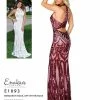 In Stock Envious Couture E1093 Size 16 Burgundy/Nude Sequin Column Prom Dress Evening Gown
