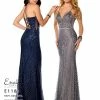 In Stock Envious Couture 1181 Gunmetal Size 12 Fitted Sequin Prom Dress