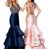 In Stock Envious Couture 1176 Size 0, 6 Long V Neck Mermaid Prom Dress Pageant Gown