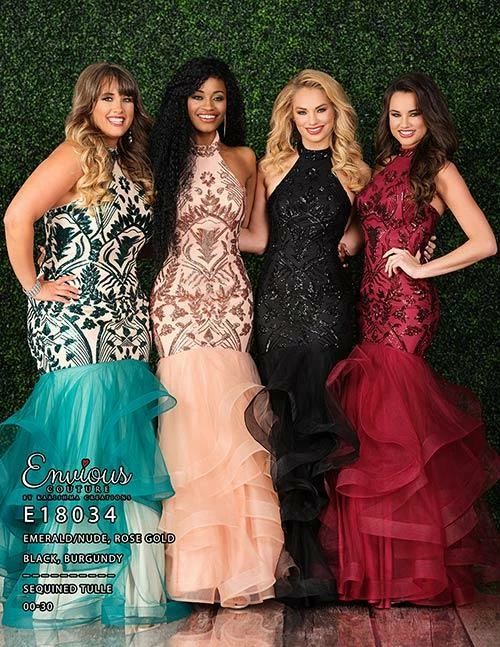 Mermaid Dresses Envious Couture 18034 High Neckline Sequin Mermaid Prom Dress Ruffle Gown 7 Mermaid Dresses Envious Couture 18034 High Neckline Sequin Mermaid Prom Dress Ruffle Gown