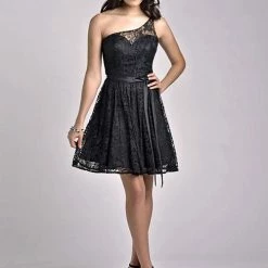 In Stock CLEARANCE Adagio BM 104 Short Lace One Shoulder A Line Dress Reception Size 8 Ivory