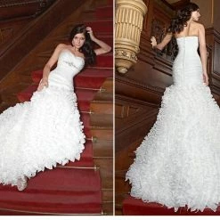 In Stock Impression Bridal 6807 Size 12 Fit & Flare Wedding Dress Ruffle Mermaid White Mermaid Dresses