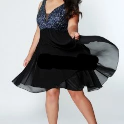 Sydney's Closet And Tease Prom Sydneys Closet CE1820 Short Black Multi Homecoming Dress Cocktail Dress