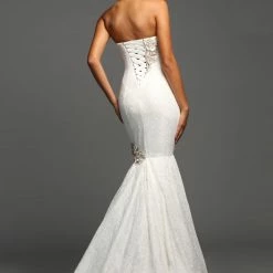 In Stock Johnathan Kayne B111 Size 6, 14 Lace Mermaid Wedding Dress Crystal Flower