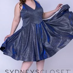 Sydney's Closet 8100 V Neckline Holographic Short Formal Cocktail Dress Plus Sized 24 Sydney's Closet 8100 V Neckline Holographic Short Formal Cocktail Dress Plus Sized