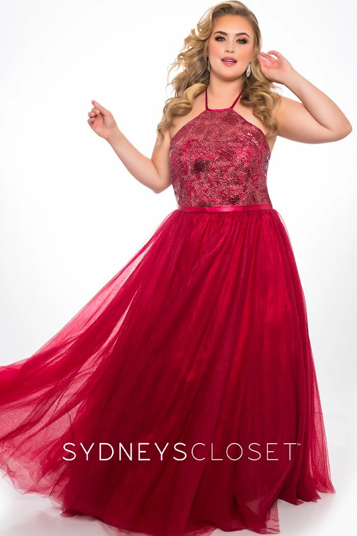 Discontinued Sydneys Closet SC 7297 High Neckline Tulle Prom Dress Ball Gown Sequins Tulle Formal Ballgown Dresses 3 Discontinued Sydneys Closet SC 7297 High Neckline Tulle Prom Dress Ball Gown Sequins Tulle Formal Ballgown Dresses