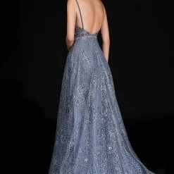 Nina Canacci 8187 Plunging Neckline Embellished Prom Dress A Line Evening Gown