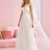 White One Bridal JADE Pronovias Wedding Dress Sheer Lace Neckline Cap Sleeve Gown