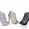 In Stock Sweeties JANETH Formal Mesh Full Coverage 3" High Heel Shoe Crystal Embellished