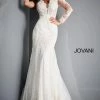 Mermaid Dresses Jovani Bridal JB02579 Long Sleeve Lace Mermaid Wedding Dress Backless V Neck