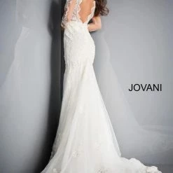In Stock Jovani Bridal JB02579 Size 8 Long Sleeve Lace Mermaid Wedding Dress Backless V Neck 8 In Stock Jovani Bridal JB02579 Size 8 Long Sleeve Lace Mermaid Wedding Dress Backless V Neck