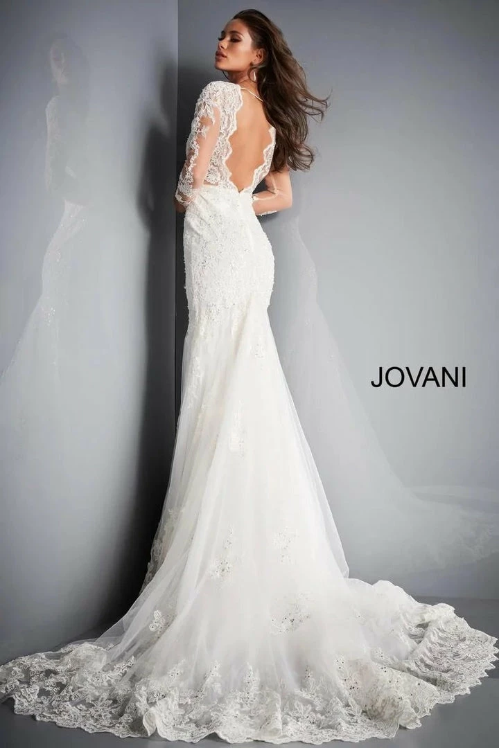 In Stock Jovani Bridal JB02579 Size 8 Long Sleeve Lace Mermaid Wedding Dress Backless V Neck 5 In Stock Jovani Bridal JB02579 Size 8 Long Sleeve Lace Mermaid Wedding Dress Backless V Neck