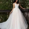 Jovani Bridal JB05353 Off White Blush Floral Appliques Bridal Ballgown A Line 3d Floral