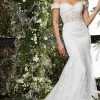 Mermaid Dresses Jovani Bridal JB07161 Lace Sheer Corset Off The Shoulder Wedding Dress Fit & Flare Gown 2 Mermaid Dresses Jovani Bridal JB07161 Lace Sheer Corset Off The Shoulder Wedding Dress Fit & Flare Gown