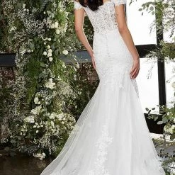 Mermaid Dresses Jovani Bridal JB07161 Lace Sheer Corset Off The Shoulder Wedding Dress Fit & Flare Gown