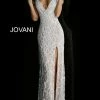 Backless Dresses Jovani Bridal JB48274 Heavily Embellished Column Wedding Dress Cutout Back Fringe