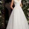 Ballgown Dresses Jovani Bridal JB67209 Long A Line Off The Shoulder Wedding Dress Sheer Sleeve Lace
