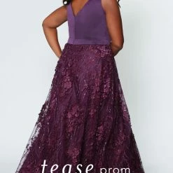In Stock Long Sleeve Dresses Tease Prom 1952 Aubergine Size 14 Plus Sized Prom Dress V Neckline Formal Gown 5 In Stock Long Sleeve Dresses Tease Prom 1952 Aubergine Size 14 Plus Sized Prom Dress V Neckline Formal Gown