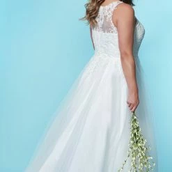 Ballgown Dresses Sydney's Closet SC5228 Sheer Lace A Line Plus Sized Wedding Dress SC 5228 Camilla