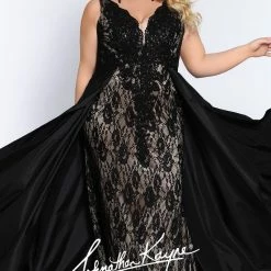 In Stock Long Sleeve Dresses Johnathan Kayne Sydney's Closet JK 2016 Size 18 Plus Size Lace Prom Dress Evening Gown