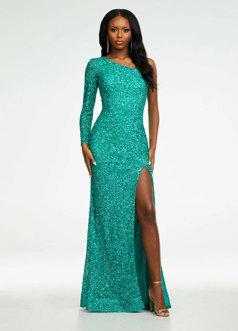 Ashleylauren Sequin Dresses Ashley Lauren 1977 Prom Pageant Dress One Sleeve Fully Beaded Long Formal Dress With High Side Slit 5 Ashleylauren Sequin Dresses Ashley Lauren 1977 Prom Pageant Dress One Sleeve Fully Beaded Long Formal Dress With High Side Slit