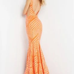 In Stock Mermaid Dresses Jovani 59762 Size 16 Neon Orange Sequin Mermaid Prom Dress Long Fitted Mermaid Pageant Gown 57 In Stock Mermaid Dresses Jovani 59762 Size 16 Neon Orange Sequin Mermaid Prom Dress Long Fitted Mermaid Pageant Gown