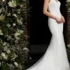 Jovani Bridal JB03909 White Spaghetti Strap Embellished Wedding Dress