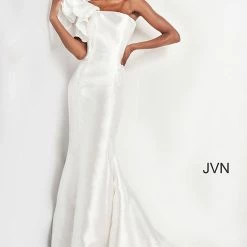 JVN By Jovani Mermaid Dresses JVN00650 One Shoulder Ruffle Long Mermaid Prom Dress Pageant Gown Evening Gown