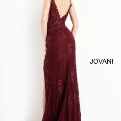 In Stock Jovani JVN00864 Light Blue Prom Dress Size 6 Long Fitted Lace Slit V Neckline