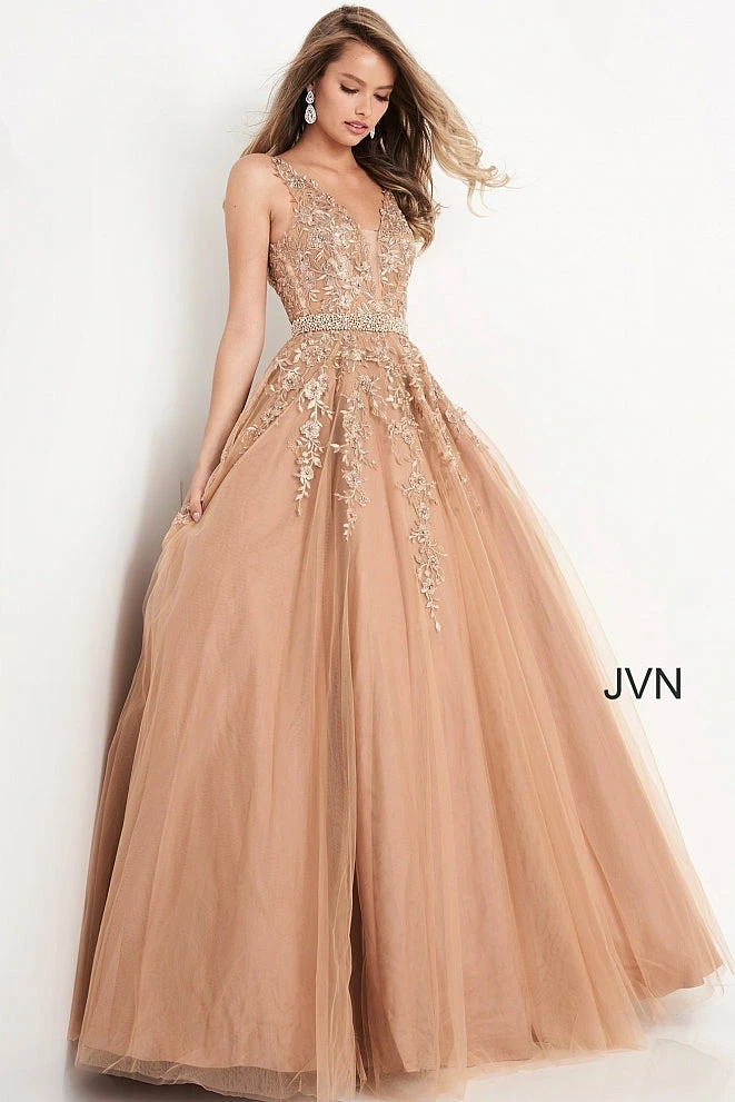 In Stock Jovani JVN00925 Size 4 Embellished Lace Ball Gown Prom Dress Plunging Neckline Ballgown Dresses 3 In Stock Jovani JVN00925 Size 4 Embellished Lace Ball Gown Prom Dress Plunging Neckline Ballgown Dresses