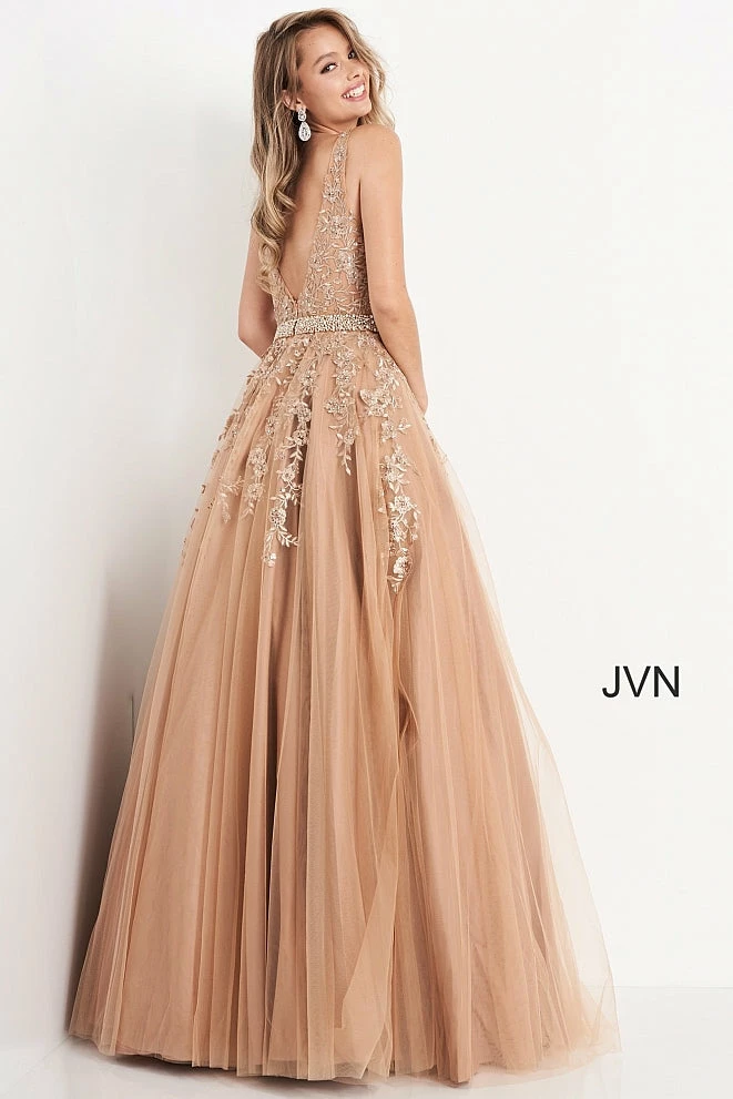 In Stock Jovani JVN00925 Size 4 Embellished Lace Ball Gown Prom Dress Plunging Neckline Ballgown Dresses 9 In Stock Jovani JVN00925 Size 4 Embellished Lace Ball Gown Prom Dress Plunging Neckline Ballgown Dresses