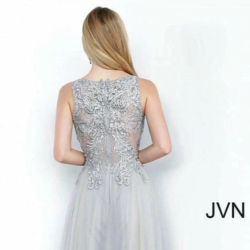 Discontinued Jovani JVN00942 Long Sheer Embroidered Tulle Ball Gown Prom Dress Plunging Neckline 9 Discontinued Jovani JVN00942 Long Sheer Embroidered Tulle Ball Gown Prom Dress Plunging Neckline