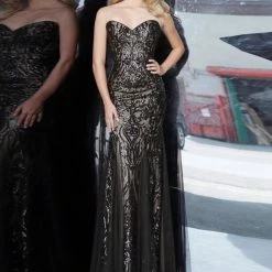 In Stock Jovani JVN00954 Size 10 Rose Gold Embellished Sequin Mermaid Prom Dress