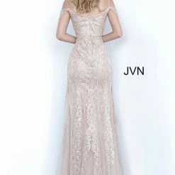 Discontinued Jovani JVN02011 Long Off The Shoulder Prom Dress Embellished Embroidery Gown Fringe & Tassels