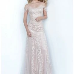 Discontinued Jovani JVN02011 Long Off The Shoulder Prom Dress Embellished Embroidery Gown Fringe & Tassels