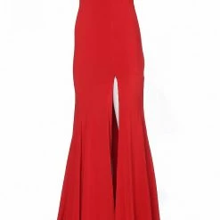 Discontinued Corset Dresses Jovani JVN02071 High Slit V Neckline Fitted Prom Dress Evening Gown Backless Corset