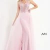 JVN By Jovani Jovani JVN02253 Long Fitted Sheer Embellished Prom Dress V Neck Tulle Overskirt 1 JVN By Jovani Jovani JVN02253 Long Fitted Sheer Embellished Prom Dress V Neck Tulle Overskirt
