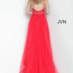 Discontinued Jovani JVN02260 Long Lace Embellished Belt Prom Dress Pageant Gown Tulle