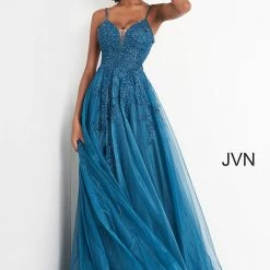 In Stock Jovani JVN02266 Sz 12 White Floral Lace A Line Prom Dress Wedding Gown