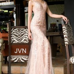 In Stock Jovani JVN02319 Size 4 Fitted Embellished Lace Prom Dress Mermaid Glitter Shimmer