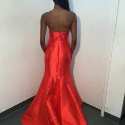 JVN By Jovani Jovani JVN02365 Long Mikado Fitted Mermaid Pageant Dress Prom Peak Neckline Mermaid Dresses