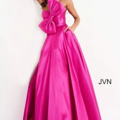JVN By Jovani Jovani JVN02526 Bow Bodice Long A Line Prom Dress Pageant Gown Evening Dress Ballgown Dresses