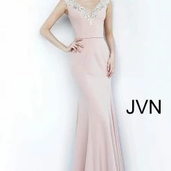 Discontinued JVN By Jovani 02629 Long Satin Sweetheart Neckline Off The Shoulder Evening Gown Long Sleeve Dresses