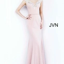 Discontinued JVN By Jovani 02629 Long Satin Sweetheart Neckline Off The Shoulder Evening Gown Long Sleeve Dresses