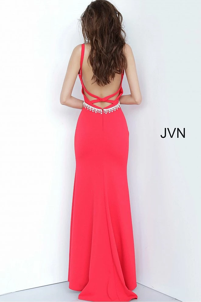 In Stock Jovani JVN02712 Size 6 Royal Long Low V Neck Fitted Prom Dress Embellished Belt Slit 5 In Stock Jovani JVN02712 Size 6 Royal Long Low V Neck Fitted Prom Dress Embellished Belt Slit